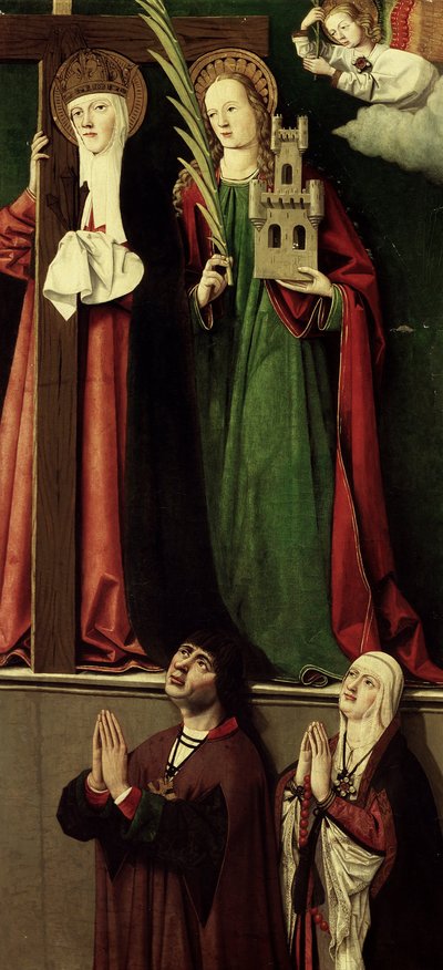 Los Reyes Católicos con Santa Elena y Santa Bárbara de Master of Manzanillo